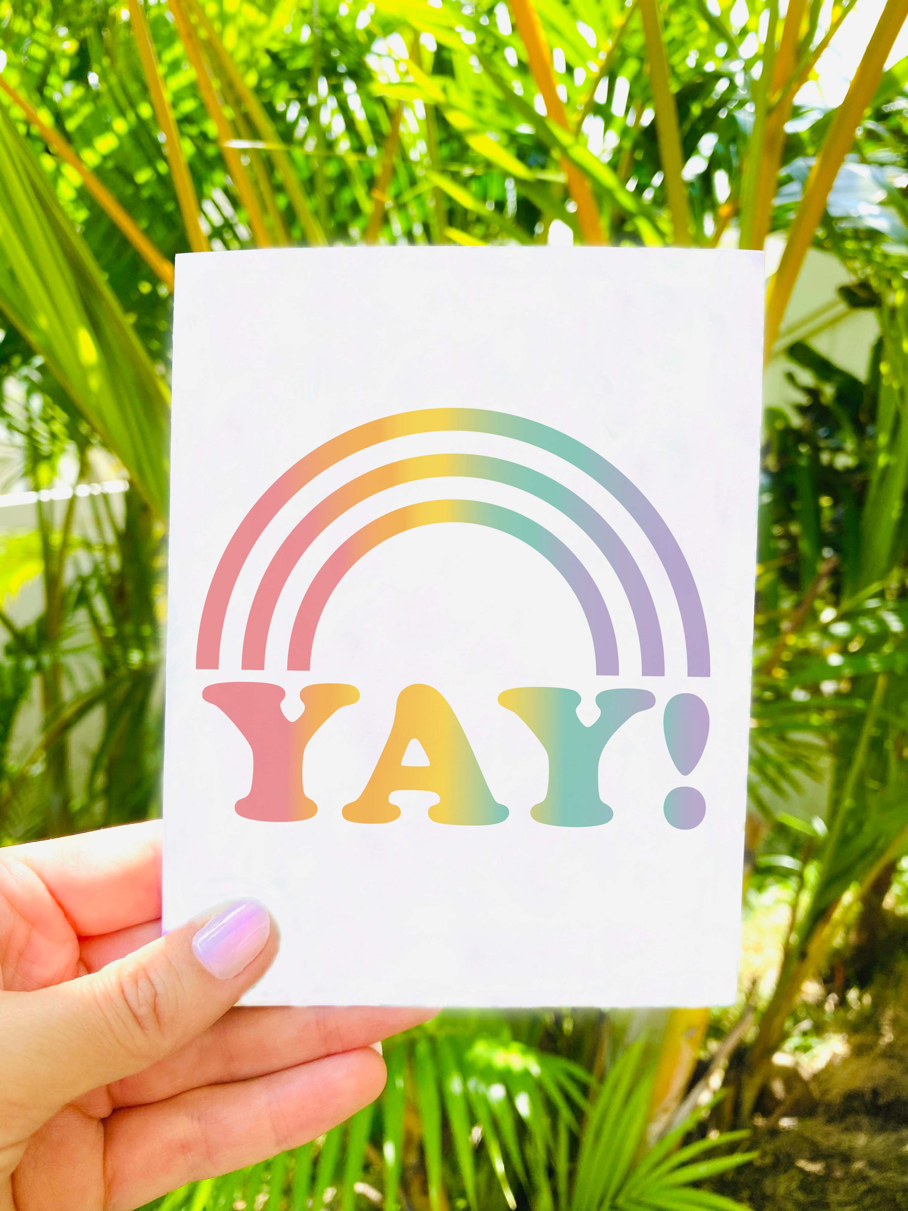 YAY Rainbow Ombre 6 Note Card Set - Set of 6 Note Cards w/ Coordinating Envelope - Stationary Paper (Copy)